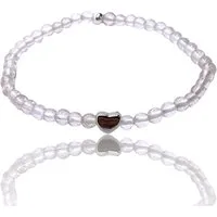 Steinfixx® Perlenarmband Edelsteinarmband aus klarem Bergkristall mit 925 Silberperle und Herz (angenehm zu tragen, 1-tlg., incl. Geschenkbox und Edelsteinkarte), AAA-Qualität