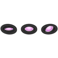 Philips Hue LED Einbauleuchte White & Color Ambiance Centura Einbauspot 3er Pack rund, Abschaltautomatik, Bluetooth, CCT - über Fernbedienung, Dimmfunktion, Farbsteuerung, Farbwechsel, Leuchtdauer einstellbar, Memoryfunktion, Nachtlichtfunktion, RGB,