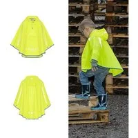 Playshoes Regenponcho für Kinder, Neongelb mit Reflektorstreifen