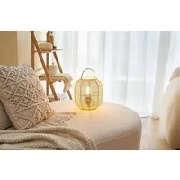 Pauleen Tischleuchte Boho Glow max20W Beige/Weiß 230V Metall/Rattan, ohne Leuchtmittel, E27