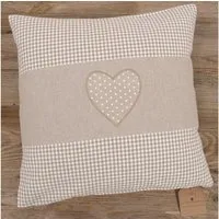 matches21 HOME & HOBBY Kissenbezüge Kissen-Bezug 40x40 cm Herz beige weiß gepunktet Baumwolle, (1 Stück), Wohnzimmer Kissen-Hülle als Deko-Kissen Zier-Kissen Sofa-Kissen