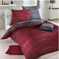 TRAUMSCHLAF Bettwäsche Bibermotion redgraphit, Biber, 2 teilig, kuschelig warm, zeitloses Design