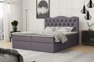 Boxspringbett Schlafzimmerbett LODOS 160x200cm Kunstleder Soft Anthrazit