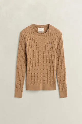 GANT - Zopfstrick Rundhalspullover WARM KHAKI - Gr. - L