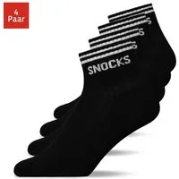 SNOCKS Sneakersocken kurze Socken für Herren & Damen mit Logo (4-Paar) mit Rippbund, verstärkte Sohle, halbhoch, aus Bio-Baumwolle