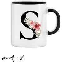 Giftandprint Tasse personalisiert mit Anfangsbuchstabe Monogramm Geburtstag Geschenk Frau, Geschenke für Frauen, Spülmaschinengeeignet, Mit Geschenkbox