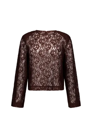 Studio Anneloes - Amaya lace top espresso - Gr. - XS