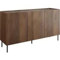 MIRJAN24 Kommode Tewos K144 (mit drei Drehtüren), 144x37x78 cm, Schwarze Metallfüße
