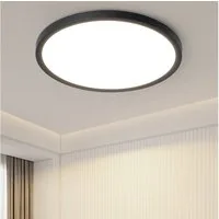 Nettlife LED Deckenleuchte Badezimmer Flach 30CM 24W Rund Weiß, Nicht Dimmbar, LED fest integriert, Warmweiß, Küchenlampe für Flur Küche Schalfzimmer Klassenzimmer