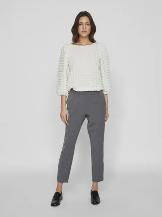 VILA - VIVARONE HW SLIM PANT - NOOS Medium Grey Melange - Gr. - 38
