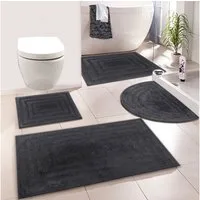 my home Badematte Inga, Rahmen, Badvorleger, Badezimmer Teppich, Höhe 18 mm, beidseitig nutzbar, strapazierfähig, fußbodenheizungsgeeignet, Baumwolle, rechteckig, 100% Baumwolle, Hoch-Tief-Effekt, weich, trocknergeeignet
