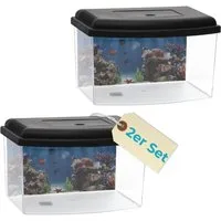 GarPet Aquarium 2er Set Nano Aquarium Terrarium Garnelen Triops Mini Becken Acrylglas
