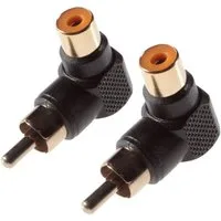 Poppstar Cinch Winkelstecker (RCA Buchse auf Stecker gewinkelt) Audio- & Video-Adapter, 2 Stück, Full HD, vergoldete Kontakte, Farbe schwarz