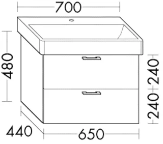 Burgbad Waschtischunterschrank Sys30 PG1 Aqua 480x650x440 Tectona Dekor Zimt, WURK065F3423 WURK065F3423