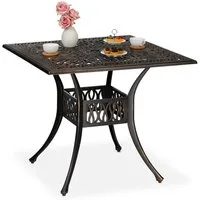 relaxdays Gartentisch Eckiger Gartentisch mit Schirmloch, Schwarz-Bronze