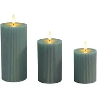 relaxdays LED-Kerze 3er Set, Khaki