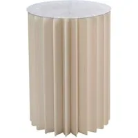 Beistelltisch DREL, Creme, Papier, Glas, Ø 40 x H 60 cm, Belastbar bis max. 65 kg