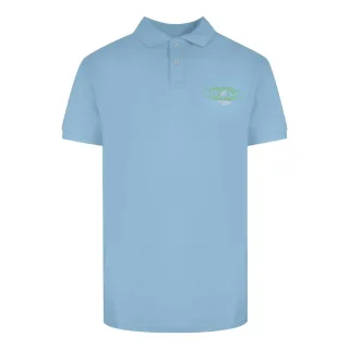 Kurzarm-Kragen Polo-Shirt in Hellblau