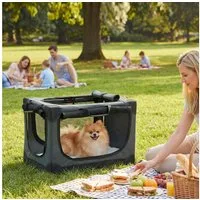 PawHut Tiertransportbox Hundebox faltbar mit Kissen abnehmbarem waschbarem Bezug bis 4 kg, Transportbox aus 600D Oxford-Gewebe für Reise & Auto Armeegrün