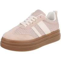 Ital-Design Modischer Sneaker mit atmungsaktivem Obermaterial für Damen Sneaker (91409102) Keilabsatz/Wedge Sneakers Low in Hellbraun