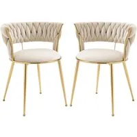 LVHOM Esszimmerstuhl Luxuriöse Samt-Stühle 2er-/4er-/6er-Set mit Rückenlehne & Metallbeine (Goldene Stuhlbeine & Rahmen, Geflochtener Stil, mehrere Farboptionen, 2 St), für höchsten Komfort und stilvolles Design für Ihr Zuhause