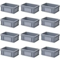 BRB-Lagertechnik Stapelbox 12x Eurobehälter mit 2 Griffleisten, LxBxH 300x200x120 mm, Leichte und stabile Eurobehälter