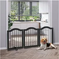 PawHut Hundegitter Hund Türschutzgitter Faltbar mit 2 Stützfüßen (Absperrgitter, 1 St., Absperrgitter), für Küche, Flur, Schwarz