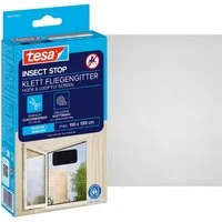 tesa Fliegengitter-Gewebe Klett Fliegengitter für Fenster - Insektenschutz, (Packung, 1-St., Fliegennetz, Klettband), Fliegen Netz - 110 cm x 130 cm