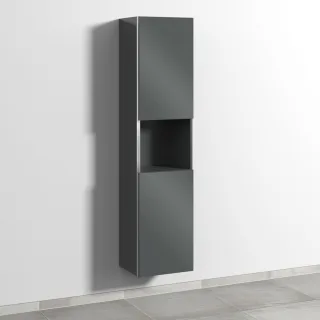 Sanipa 3way Hochschrank mit 2 Türen und 1 offenem Fach, Anthrazit-Glanz BS11779