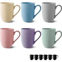 Cosumy Tasse Kaffeetassen 6er Set Modern Bunt Pastellfarben - Einzigartiges, 6-tlg., Keramik, Auch als Teebecher, Teetasse, Kaffebecher, Lungo Tasse Streifenmuster