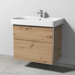 Sanipa 3way Waschtischunterbau zu Geberit Smyle Square Waschtisch mit 2 Auszügen, Eiche Natural-Touc BR67285