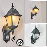 hofstein Außen-Wandleuchte Wandlampe mit Bewegungsmelder in antikem Look aus Metall/Glas, ohne Leuchtmittel, Wandleuchte im Retro/Vintage Design, Außenleuchte für Terrasse, E27