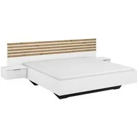 rauch Bettanlage Doppelbett Futonbett LAMELLA in schwebender Optik, (Bett 160x200 oder 180x200 cm), mit eleganter Lamellenabsetzung und 2 Hängenachttische MADE IN GERMANY