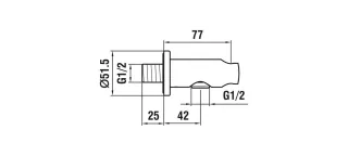 LAUFEN Anschlussbogen twin für Handbrause, mit festem Halter, PVD Roségold, Ausladung 77mm, mit Rück HF504778465000