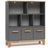 VitaliSpa® Bücherregal Malia, Grau/Artisan/Artisan, 98.4 x 113.4 cm, 1-tlg.