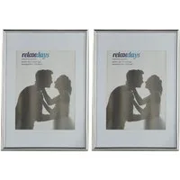 relaxdays Bilderrahmen 2er Set A4, silber