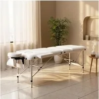 HOMCOM Massageliege klappbares Massagebett, Kunststoff, Alu (Massageliege, 1-St., Massagetisch), Weiß, 215 x 81 x 61-84 cm