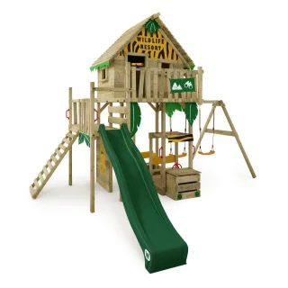 Stelzenhaus Smart Explore mit Rutsche - Stabiler Spielturm für Abenteurer - Große Kletterwand & Sandkasten - 365x280cm Premium Spielplatz - Wickey