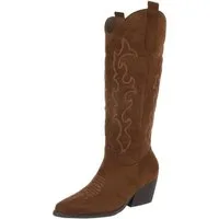 Ital-Design Elegante Cowboy-Stiefel mit Verzierungen für Damen Westernstiefel (90704211) Blockabsatz Stiefel in Braun
