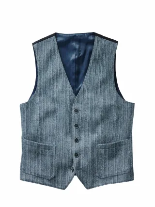 Mey & Edlich Herren Webspiel-Weste Blau 100 % Schurwolle