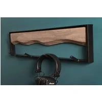 riess-ambiente Wandgarderobe AMAZONAS 60cm natur / schwarz (1 St), Flur · Massivholz · Metall · 4 Haken · Industrial
