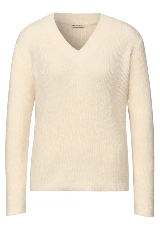 Street One - Kuscheliger V-Neck Pullover soft beige - Gr. - 42