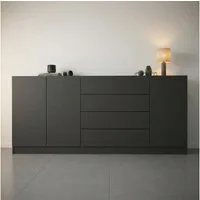 borchardt Möbel Sideboard Vaasa, Kommode mit 3 Türen und 4 Schubkästen auf Kugelführungen, Breite 190 cm