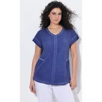 Ulla Popken T-Shirt T-Shirt cold dyed Oversized V-Ausschnitt Halbarm