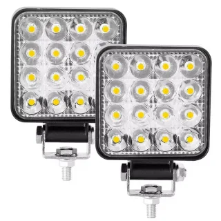 2PCS 48W Floodlight Square Work Light 12V 24V Driving Auxiliary lamp for Jeep Truck Tractor Offroad 4x4 ATV Boat Auto Ba