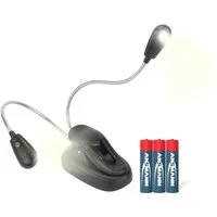 ANSMANN AG LED Dekolicht Klemmleuchte Twinflex - Flexible Leselampe dimmbar, batteriebetrieben, SMD LED