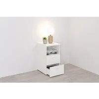 FMD Nachtkonsole Suva, Nachttisch m. 2 Schubkästen und offenem Fach, 60 cm hoch, 35 cm breit