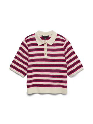 VERO MODA - VMOCANNA 2/4 POLONECK PULLOVER Birch - Gr. - M