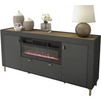 Compleo Kommode gerillte Kommode mit elektrischem Kamin TRENDS, Modern Wohnzimmer