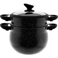 Sunay Kochtopf 3in1 Kochtopf, Marmorbeschichteter Dampfgarer Couscoussier 6/ 8/ 12 L, ideal für Kochen, perfekt für Haushalt